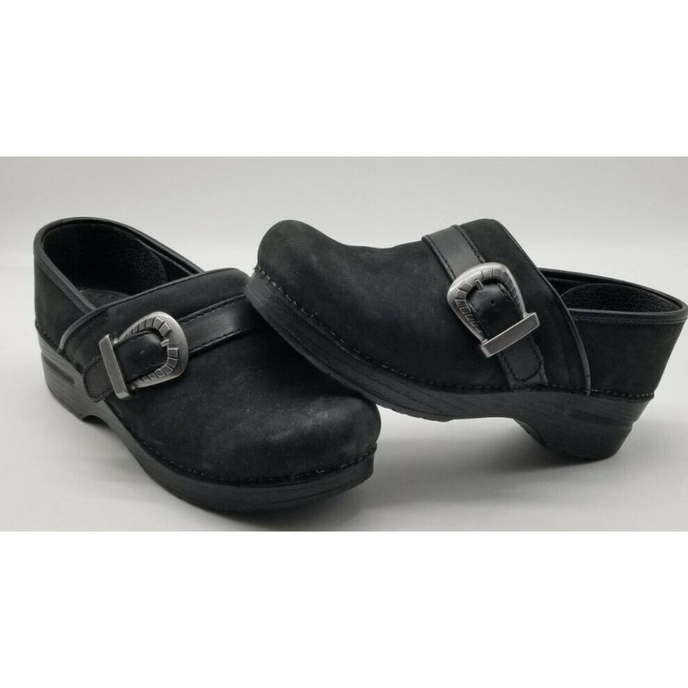 Dansko Professional Clogs Black Suede Leather Slip-On Women's Size 38 US 7 7.5